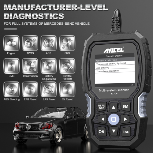 ANCEL BZ700 Mercedes Benz Scanner Sprinter Smart All System Reset Diesel Car Diagnostic Tool