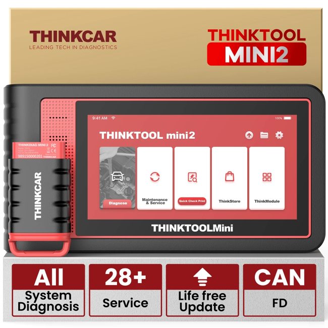 THINKCAR THINKTOOL MINI 2 Car Diagnostic Tool CANFD Full System 28 Reset Action Test