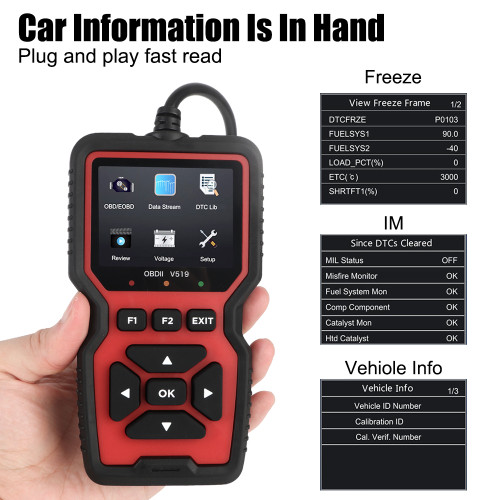 OBD2 V519 OBDii Scanner Automotive Fault Diagnosis Instrument  Battery Voltage Detection Engine Fault Reading Data