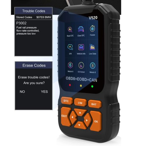 V520 OBD2 Scanner OBD Diagnostic Tool in 10 Languages Engine Faults Detector
