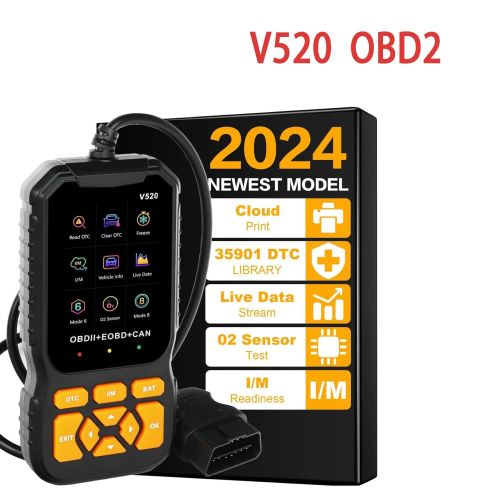 V520 OBD2 Scanner OBD Diagnostic Tool in 10 Languages Engine Faults Detector