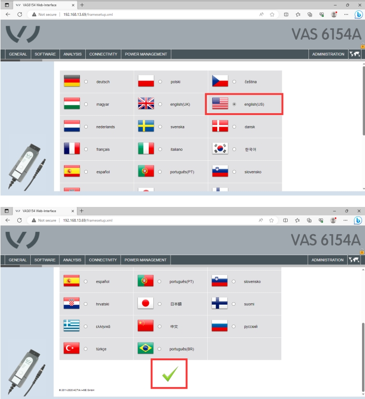 connect VAS6154 via Wi-Fi