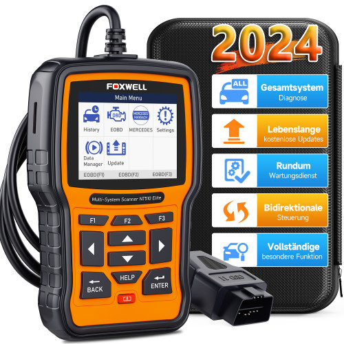 FOXWELL NT510 Elite Scanner OBD2 Diagnostic Tools All System Bi-Directional Active Test
