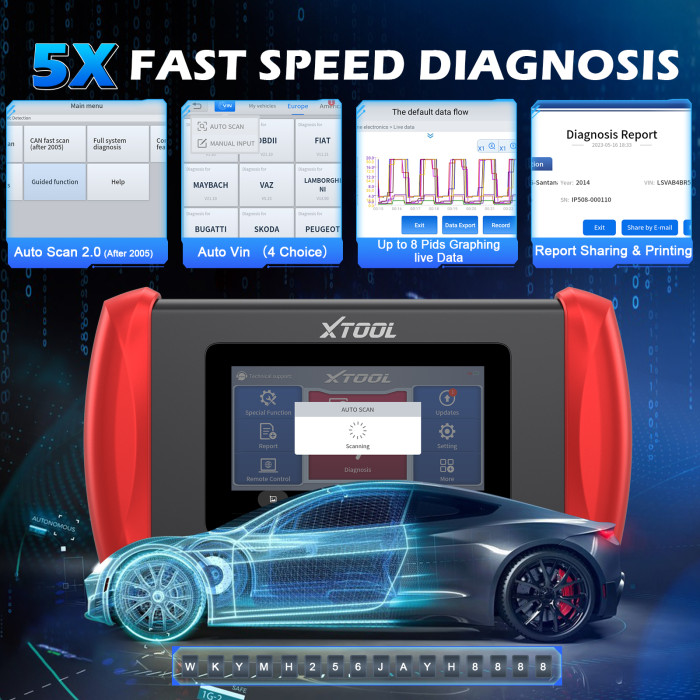 XTOOL IP608 Scanner Car Full System Diagnosis With 30 Reset Lifetime Free Update