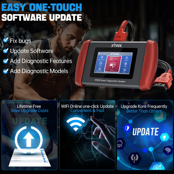 XTOOL IP608 Scanner Car Full System Diagnosis With 30 Reset Lifetime Free Update