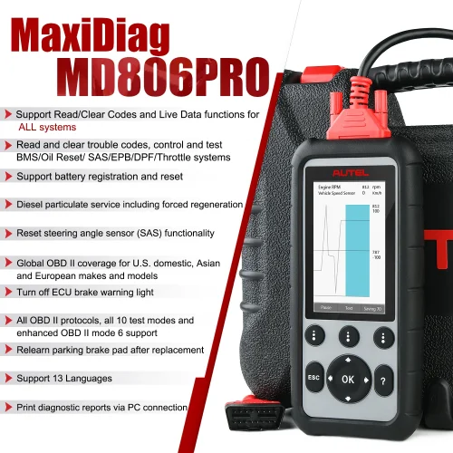 Autel MaxiDiag MD806 Pro OBD2 Scanner All System Auto Scan Fault Code Reader