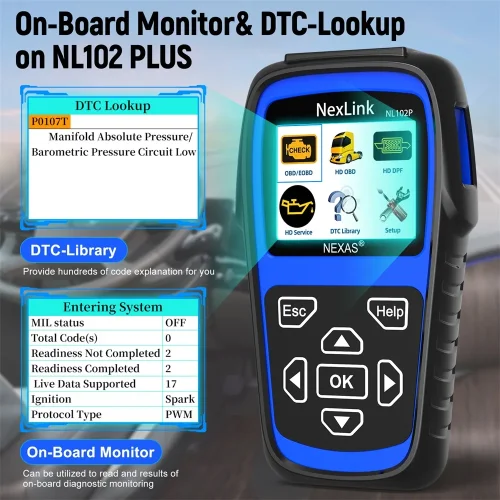 NEXAS NL102P Diesel Heavy Duty Truck Car Code Scan Reader DPF Regen Oil Reset for Volvo Iveco