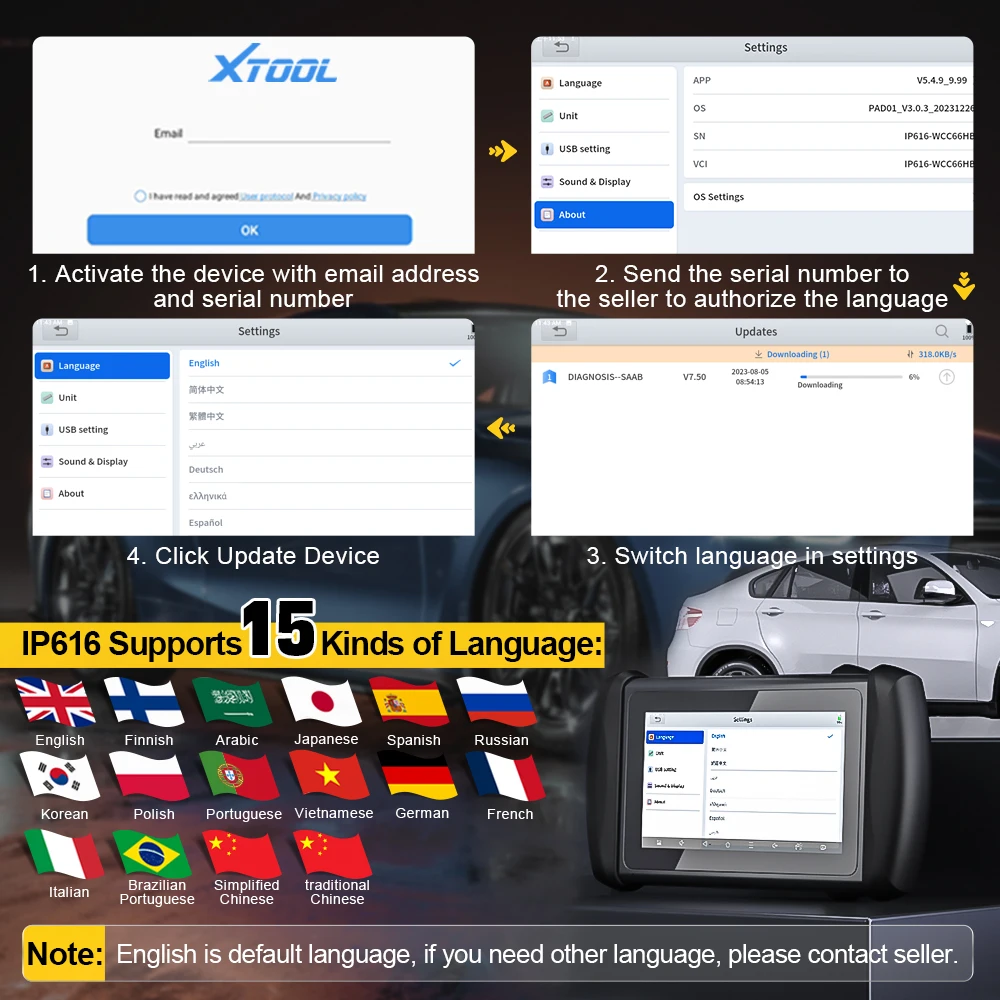 xtool ip616 support 15 kinds of languages