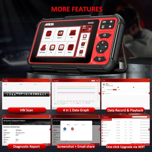 ANCEL DS300 OBD2 Automotive Scanner Bi-directional ECU Coding IMMO A/F Adjust