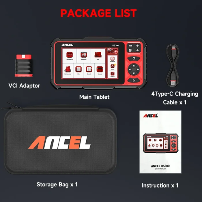 ANCEL DS300 OBD2 Automotive Scanner Bi-directional ECU Coding IMMO A/F Adjust