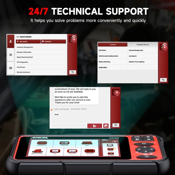 ANCEL DS300 OBD2 Automotive Scanner Bi-directional ECU Coding IMMO A/F Adjust