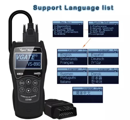 Newest Maxiscan Vgate VS890S OBD2 Diagnostic Scanner VS 890 CAN-BUS Car Code Reader