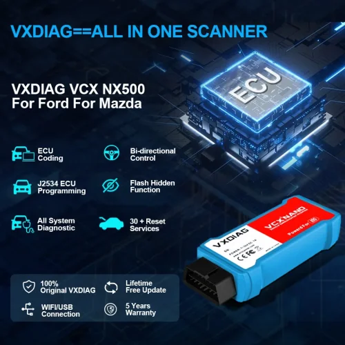 VXDIAG VCX NANO NX500 for Ford for Mazda Car OBD2 Scanner Active Test ECU Coding J2534 Smart Key Programming