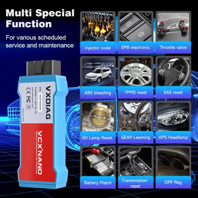 VXDIAG VCX NANO NX500 for Ford for Mazda Car OBD2 Scanner Active Test ECU Coding J2534 Smart Key Programming