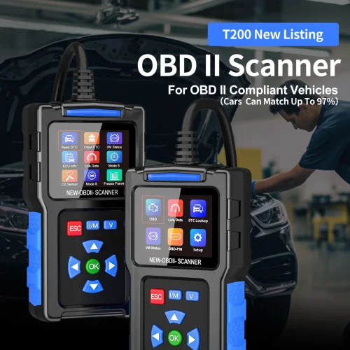 Topdiag T200 Full System Diagnostic Scanner with Live Data I/M Readiness O2 Sensor Testing DTC Lookup