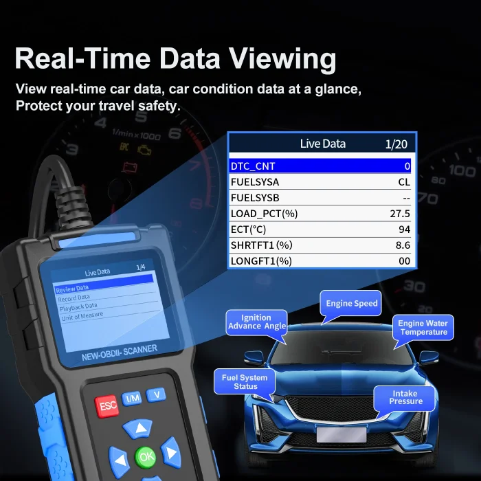 Topdiag T200 Full System Diagnostic Scanner with Live Data I/M Readiness O2 Sensor Testing DTC Lookup