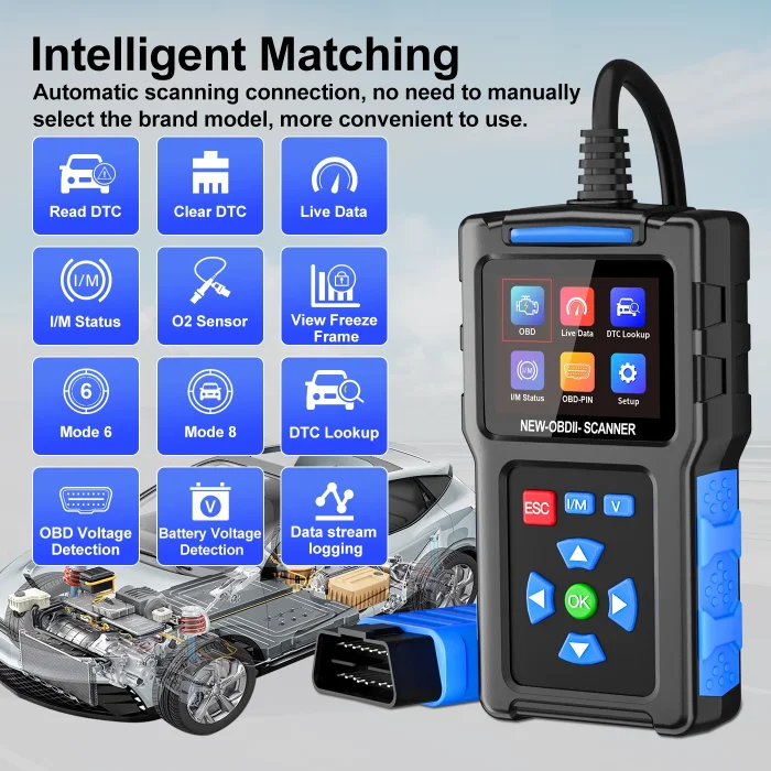 Topdiag T200 Full System Diagnostic Scanner with Live Data I/M Readiness O2 Sensor Testing DTC Lookup