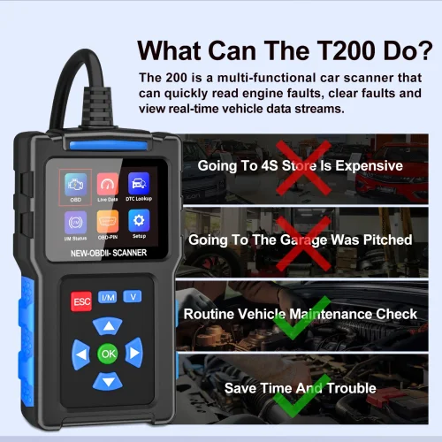 Topdiag T200 Full System Diagnostic Scanner with Live Data I/M Readiness O2 Sensor Testing DTC Lookup