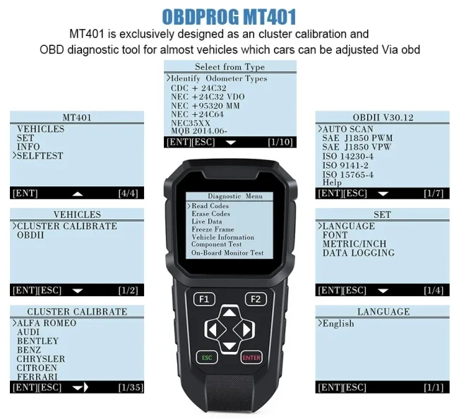 OBDPROG MT401 Odometer Adjustment Mileage Correction Tool