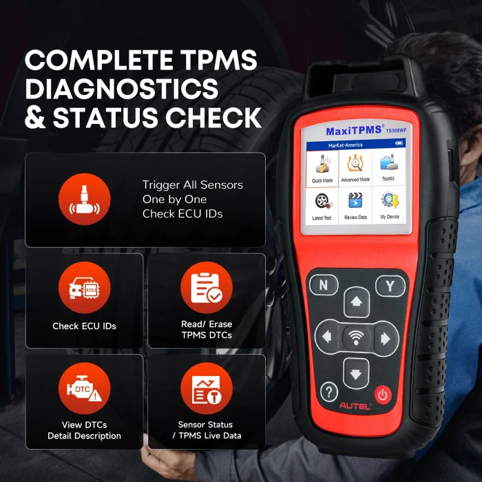 Autel MaxiTPMS TS508WF TPMS Programming Tool  Activate All Sensors Scan Read Clear DTCs Reset
