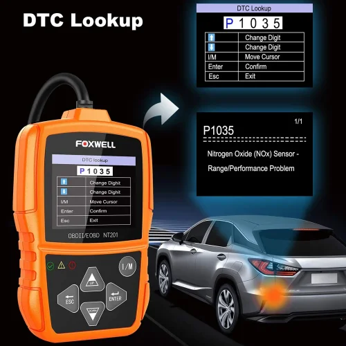 FOXWELL NT201 OBD2 Scanner Check Engine Light Car Code Reader Free Update Automotive OBDII Diagnostic Scan Tool 