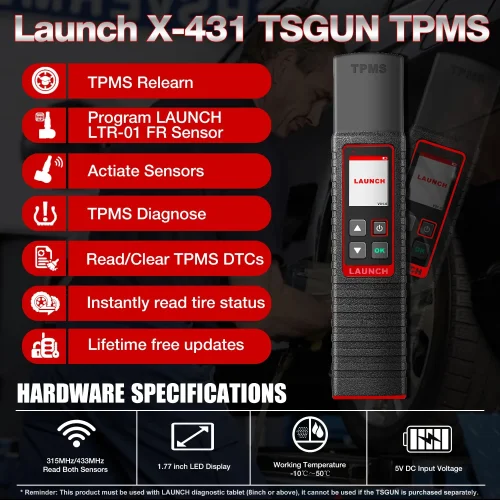 LAUNCH X431 TSGUN TPMS Tire Pressure Diagnostic Tool – Advanced Sensor Activation, Programming & Learning