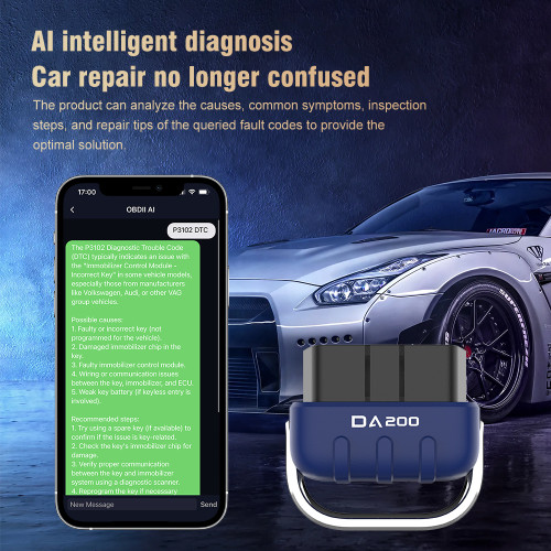 DA200 OBD2 Scanner Code Read Tool Bluetooth 4.0/5.4 25K80 Chip Support Android/IOS