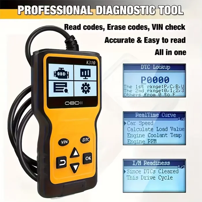 K310 Car OBD2 Scanner Live Data Code Reader Engine Fault Code Scan Suitable For All OBD Car in 1996 Years