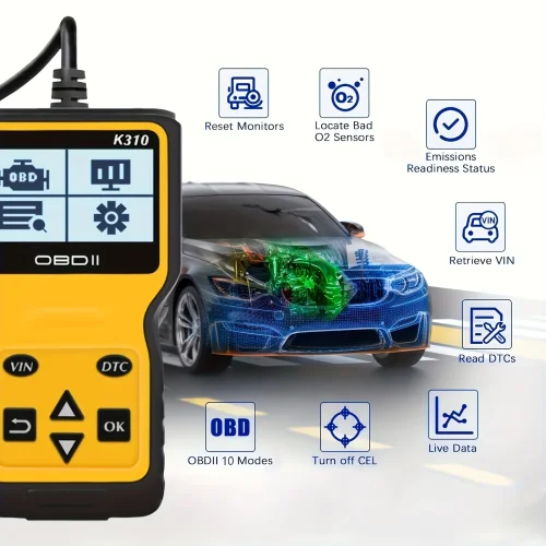 K310 Car OBD2 Scanner Live Data Code Reader Engine Fault Code Scan Suitable For All OBD Car in 1996 Years