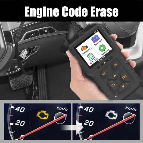 V619 OBD2 Scanner Check Engine System Code Reader Battery Tester Clear/Erase Codes Multi-language