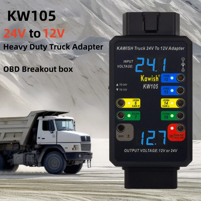KW105 24V to 12V Heavy Duty Truck Adapter for X431 for Truck Converter Heavy Duty Vehicles