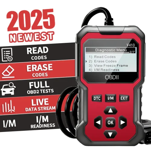 V410 OBD2 Scanner: Engine Light Fix, Live Data & Codes for Cars/Trucks Since 1996 | Freeze Frame, Voltage Test, Portable w/Case
