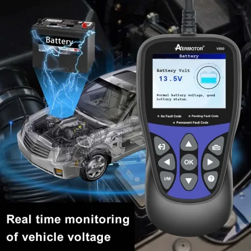 Aermotor V850 Car Diagnostic Scanner OBD2 Engine Check Automotive Code Reader  Battery System Detect