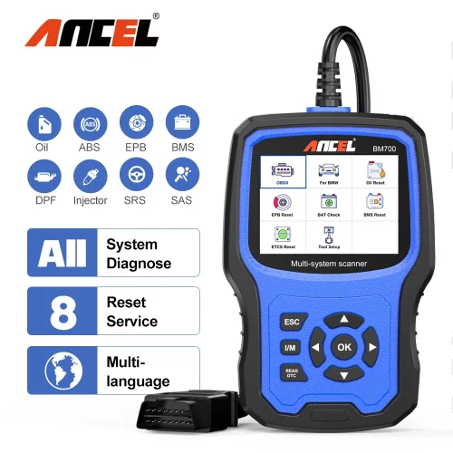 ANCEL BM700 OBD2 Automotive Scanner All System Code Reader Oil Battery EPB Airbag TPMS BMS Reset for BMW