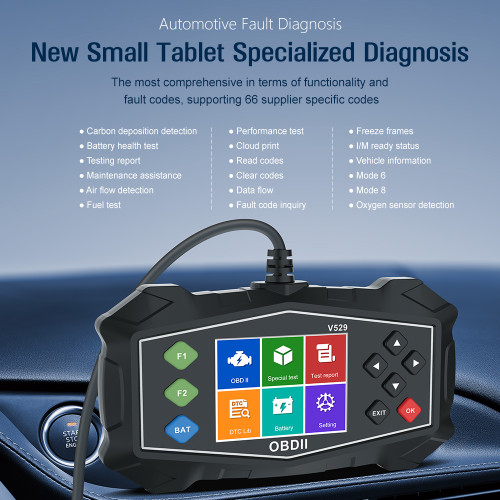 New Small Tablet V529 OBD2 Scanner Multilingual Automotive Diagnose Fault Code Read