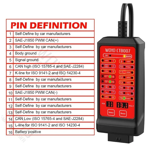 WOYO CB007 CAN Tester 16 Pin Break Out Box Detection CAN Bus Circuit Tester Vehicle OBD2 Diagnosis