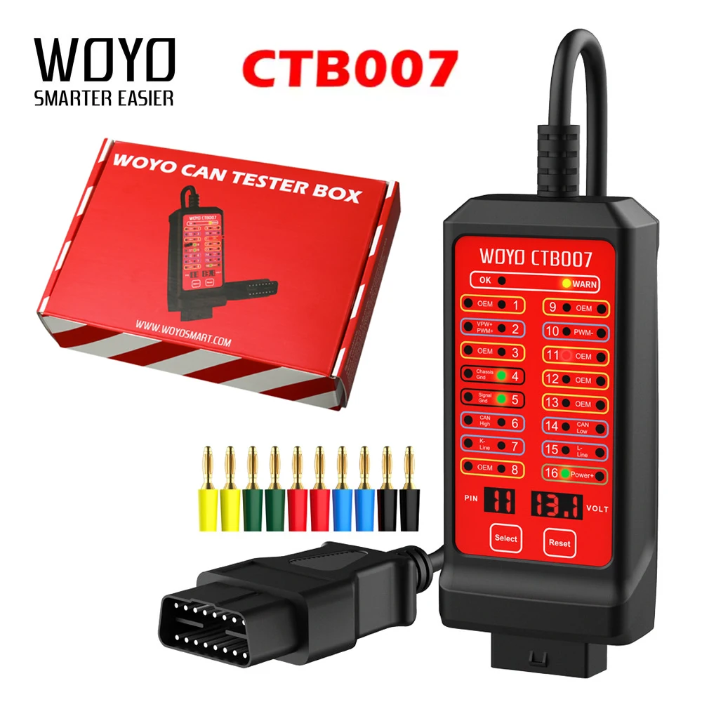 Woyo CB007 CAN Tester: 12V/24V 16-Pin Breakout Box for CAN Bus Diagnostics
