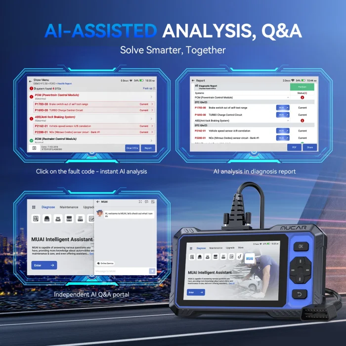 MUCAR 682 AI-Assisted Car Diagnostic Tool CANFD Bidirectional ECU Coding 20 Resets Full System diagnosis