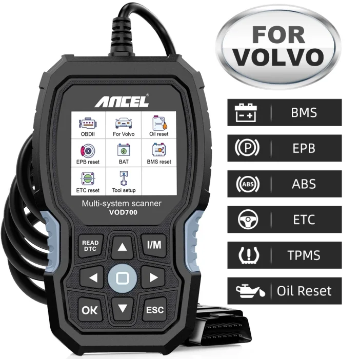 ANCEL VOD700 Volvo Scanner Code Reader Diagnostic Scan Tool ABS Bleeding Injector
