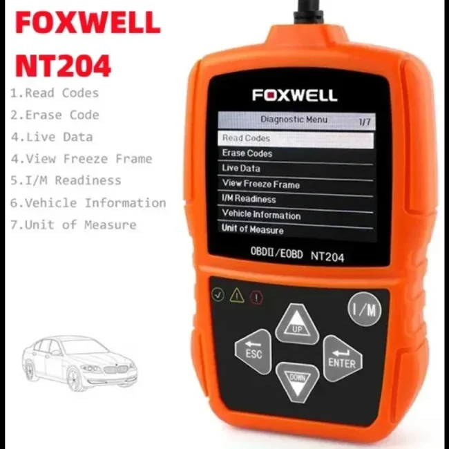 FOXWELL NT204 OBD2 CAN Diagnostic Tool Fault Code Reader Multi-languages Available Best Quality