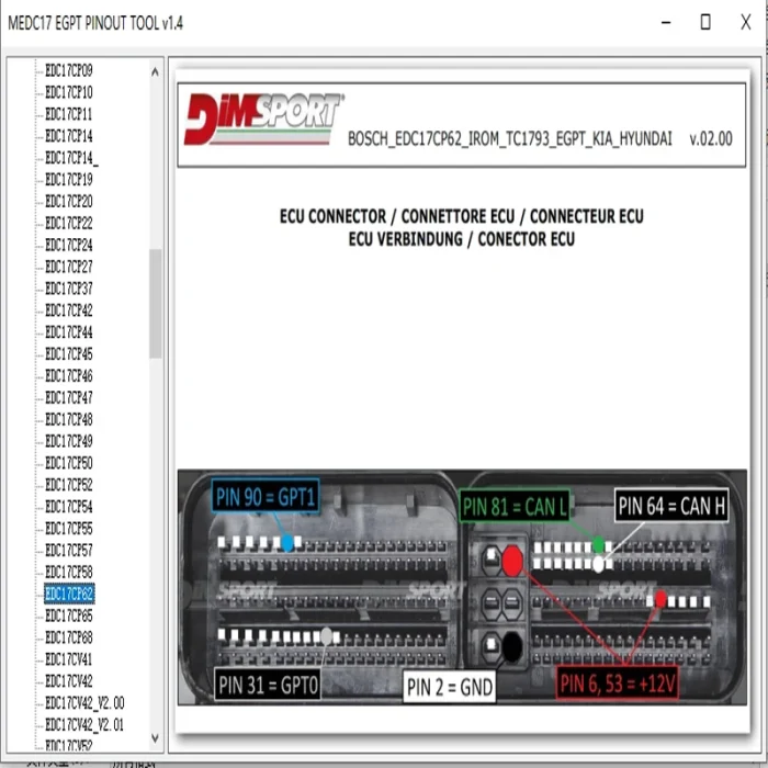 BOSCH MEDC17 ECU pinout