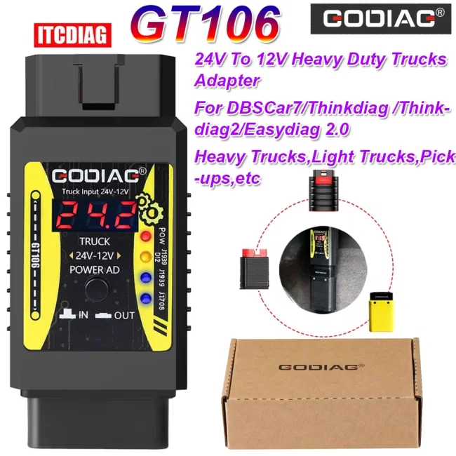 Godiag GT106 24V to12V Heavy Duty Truck Adapter for X431 for Truck Converter Heavy Duty Vehicles Diagnosis