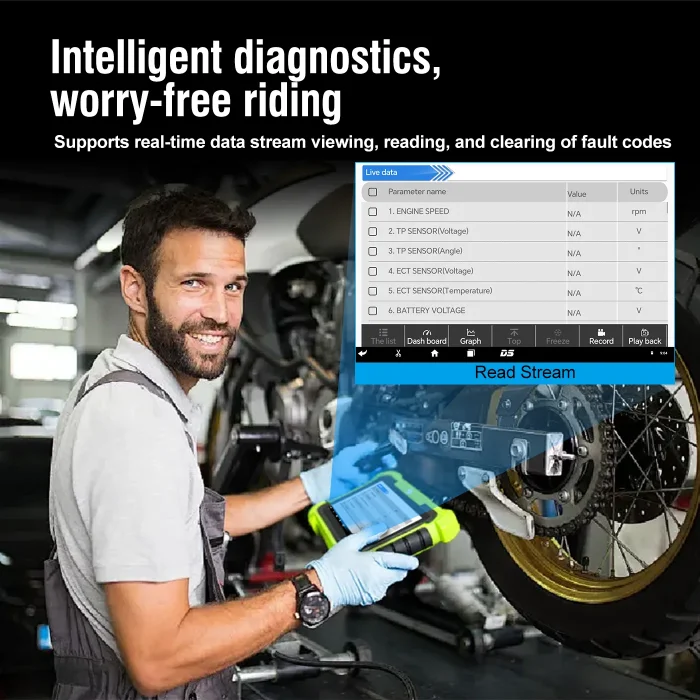 JDiag M400 Motorcycle Diagnostic Scanner ABS Test & Data Printing Battery Test EFT Code clean For Kawasaki Yamaha Honda KTM