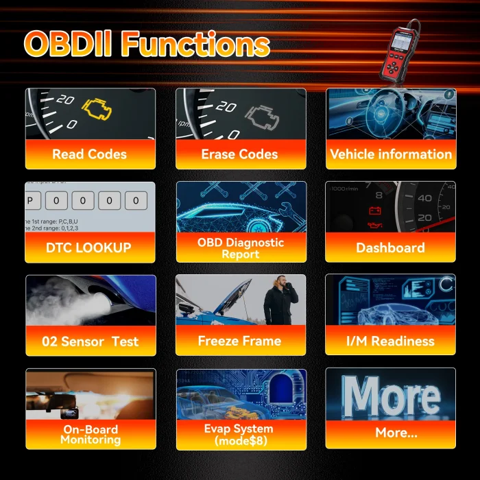 2026 Newest KONNWEI KW340 Car OBD2 Scanner Engine Battery Test Fault Code Clear
