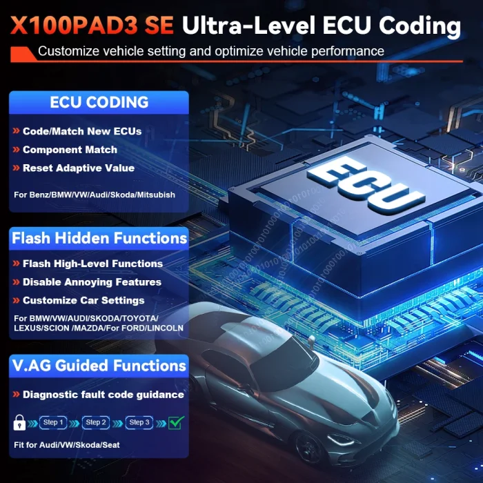 XTOOL X100PAD3 SE IMMO Auto Key Programming and Car Diagnostics Tools with ECU Coding