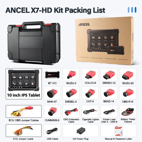 ANCEL X7-HD Heavy Duty Truck Diagnostic Scanner | 15 Resets & Coding