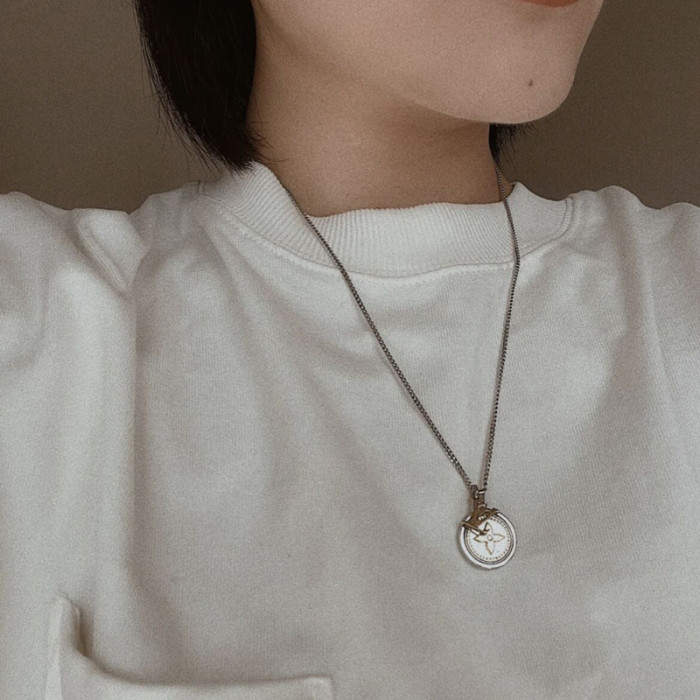 LV catch double sided coin necklace FZXL014