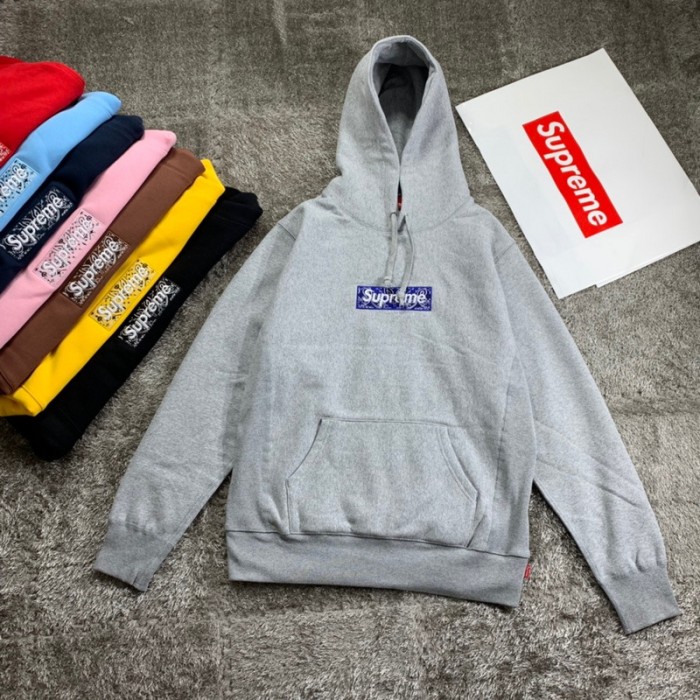 Supreme 19FW Bandana Box Logo Hooded Sweatshirt FZWY243