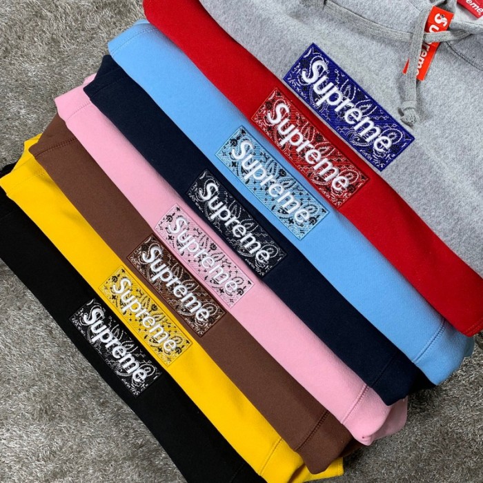 Supreme 19FW Bandana Box Logo Hooded Sweatshirt FZWY243