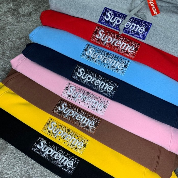 Supreme 19FW Bandana Box Logo Hooded Sweatshirt FZWY243